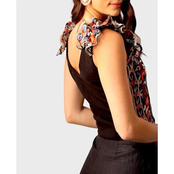 Eva Franco Embroidered Corset Top for Women Medium Multicolored anthropologie - Picture 2 of 16